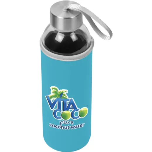Kooshty Neo Glass Water Bottle Cyan Branded
